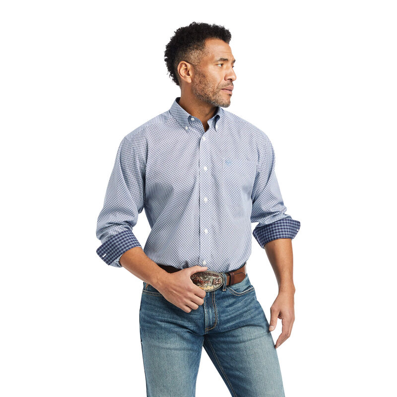 Ariat Hemden Herren - Wrinkle Free Isaac Fitted Blau ( RNDJL-2714 )
